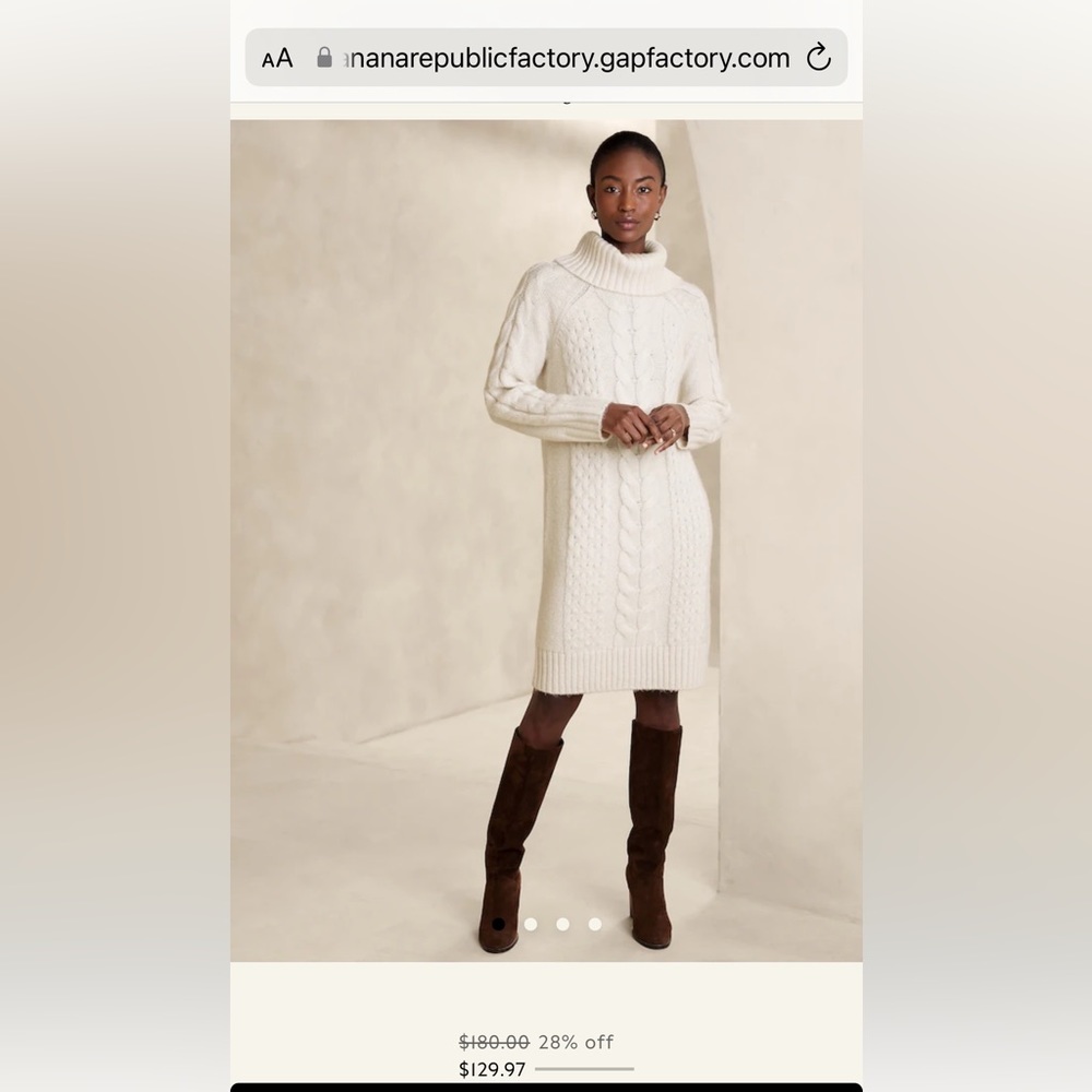 White/cream banana republic sweater dress XL
